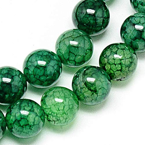 Perlin Edelstein Perlen Dragon Veins Stein 10/8/6 mm Grün Kugel Edelsteine Schmuckperlen Schmuckstein Perlenkette perlen zum auffädeln (8mm 15 Stück)