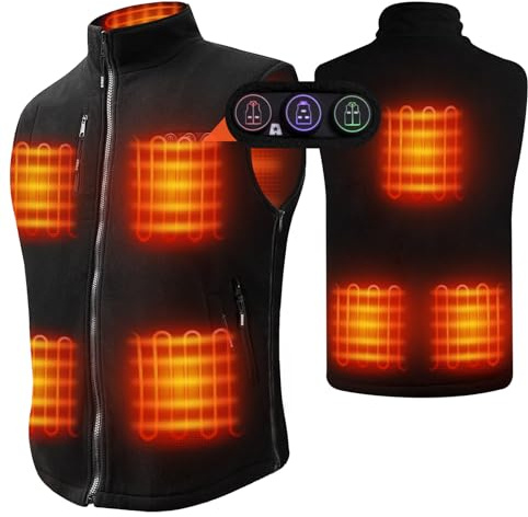 ARRIS Remoted Gilet per uomo, dimensioni regolabili 7,4 V batteria alimentata a batteria elettrica elettrica calda pannelli 8 pannelli riscaldanti per escursioni in campeggio pesca nera
