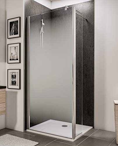 Schulte paroi de douche fixe à l’italienne 100 x 190 cm, avec déflecteur 30 cm pivotant 180°, barre 122 cm incluse, profilé aspect chromé,verre de sécurité 5 mm antical, réglage 100.0-101.8 cm