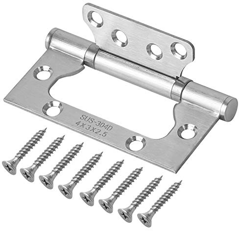 KEILEOHO 6 PCS 4 x 3 Inches Door Hinges, Non-Mortise Stainless Steel Door Hinges with Mounting Hardware, Brushed Surface