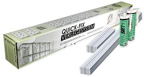 QUICK-FIX Verlegesystem für 24 Glassteine (24 x 24 x 8 cm) für den Außenbereich geeignet - Glasbausteine schnell und einfach verlegen
