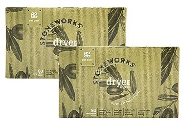 Grab Green Stoneworks - Hojas para secadora, 160 hojas, aroma de hoja de olivo, a base de plantas y minerales, suaviza las telas, reduce la adherencia estática y las arrugas, refresca la ropa