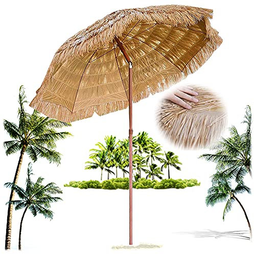 Parasol De Plage Pliant Extérieur De 2 M Parasol De Paille Hawaïen Parasol De Jardin Portable Inclinable, pour Cafés Terrasse Patio