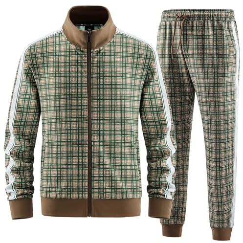 W JIANWANG Herren Jogginganzug Trainingsanzug Sportanzug Fußball Sporthose für Gym Tracksuit Atmungsaktiv Hausanzug Grün JW-2601-S