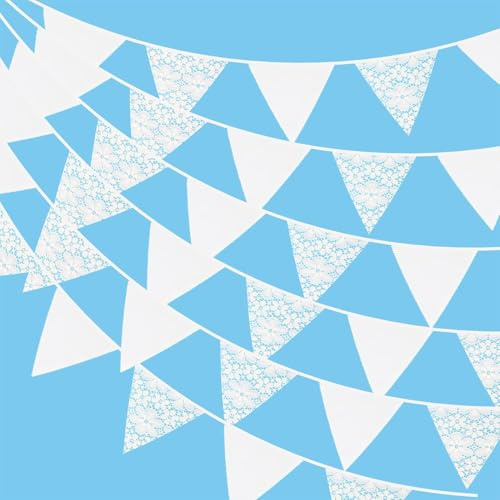 G2PLUS 12M Fanions Guirlande en Tissu Blanc - Décoration de Bannière de Mariage en Dentelle pour Anniversaire, Fête