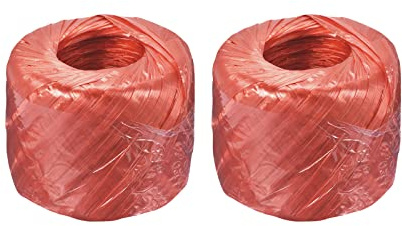 MECCANIXITY Spago in poliestere e nylon e plastica per uso domestico, per imballaggi e lavori di giardinaggio, lunghezza totale 200 m, rosso, confezione da 2