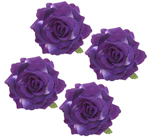 Beavorty 4 Stück Hochzeits-Haarspangen Für Bräute Rosen-Haar-Accessoires Braut-Haarspange Blumen-Brosche Seidenblumen-Haarspange Haarklammer Lila Rosen-Haarnadel Für Mädchen