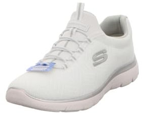 Skechers Womens Summits Artistry Chic Sneaker, White Mesh Silver Gray Trim, 2 UK