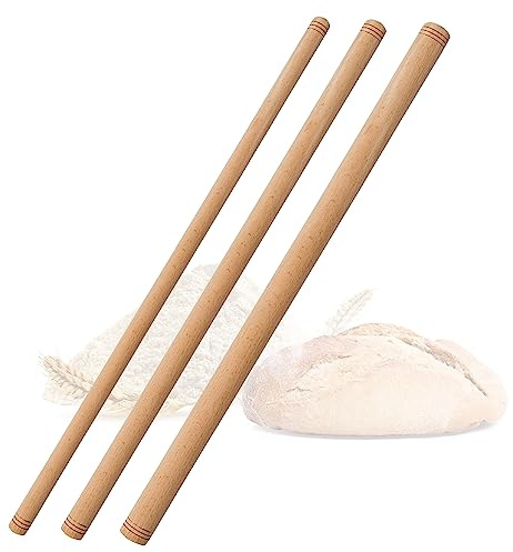 spar-home Türkisches Nudelholz - Traditionelle Teigroller aus Buchenholz Handgemachte Teigrolle aus Holz Oklava (3er_60cm)