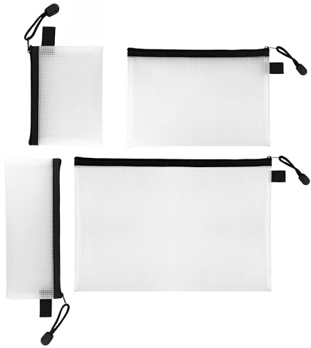 LEVIATAN 4er Set Zip-Beutel A4, A5, A6 und 85x210mm Reisetasche Transparente Reißverschlusstaschen Reißverschluss Dokumententaschen Wasserdichte Bag Lagerung von Schreibwaren, Kosmetikwaren