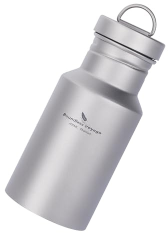 iBasingo Titanio, piccola bottiglia per attività all'aperto, campeggio, monostrato in metallo, a prova di perdite, sport, ciclismo, escursionismo, corsa, tè, caffè, bevande, 400 ml Ti3251D)