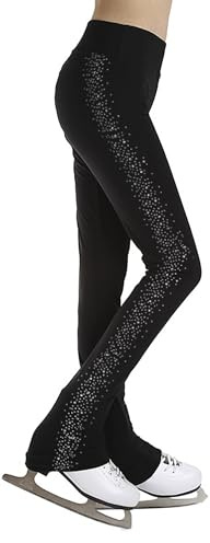 Alvivi Mädchen Eiskunstlauf Hose Leggings Glitzer Strass Trainings Leggings Skating Eislaufen Strumpfhose Wintersport Hose