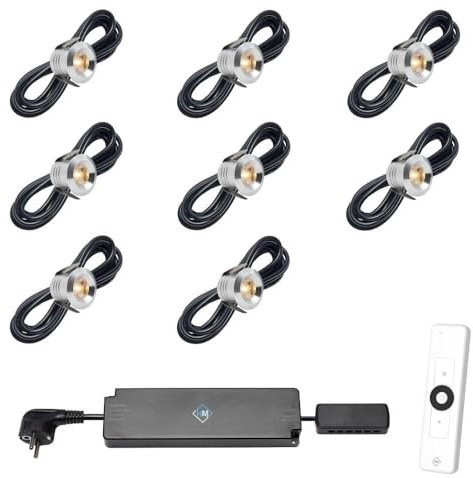Hamulight LED Einbaustrahler Terrassenüberdachung Marbella ab mit Fernbiedung | Wintergarten Beleuchtung - Einbauleuchten- Terrassendach - Überdachung | 3W - Dimmbar - Warmweiß | Set mit 8 Stück