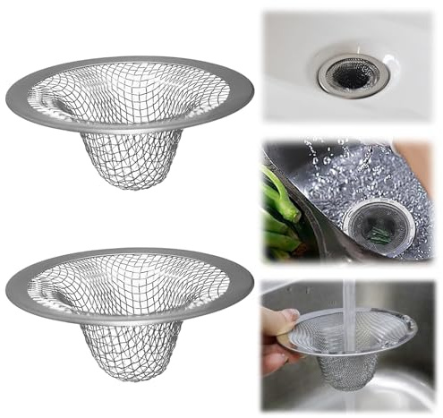 Nayyana 2 piccoli cestini di scarico, scolapasta per lavabo, scolapiatti per lavanderia, lavabo, scarico, lavabo, scolapiatti in acciaio inox