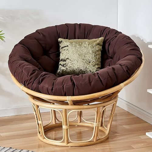 KIUGOP Papasan Chair Cushion, Round Papasan Chair, Papasan Chair Cushion, Poly Rattan Hanging Chair Cushion, Papasan Chair Cushion, Brown, 140 x 140 cm