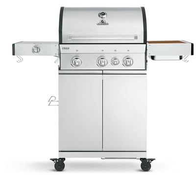 BURNHARD FRED Deluxe Gasgrill 3-Brenner, Edelstahl, 2023, Limitiert | 900°C Infrarot-Zone, Heckbrenner, Seitenkocher, Kickstarter-Piezo-Zündung, Edelstahlrost, 16,7 kW Gesamtleistung