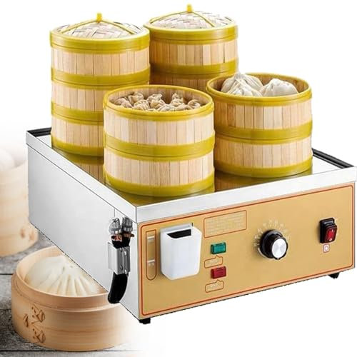SACLMD Máquina para cocinar al Vapor de Alimentos de Acero Inoxidable,vaporera eléctrica Comercial,máquina eléctrica para Calentar Bollos de Pan,220V-4holes