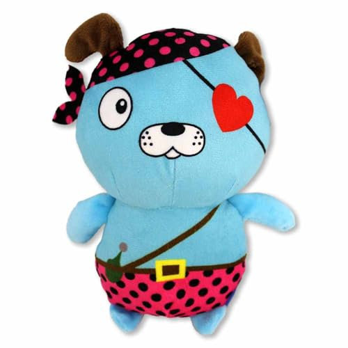 BEMIRO Pirat Kuscheltier als Teddy – Ca. 20 cm Groß, Gedrucktes Gesicht und Augenklappe, 3 Farben und Motive, Kuschelig Weich (Blau)
