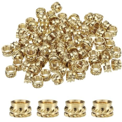 QUARKZMAN 100 Stück M6 Gewindeeinsätze Messing Heat Set Insert M6x5mm, OD 8mm gerändelte Einpressmuttern, 3D-Druck Messingmuttern weibliche Gewindeeinsätze Muttern | 3D-Druck, 8 mm OD, Einsatz Gewindemuttern in Messing, geriffelte Einsatzmuttern