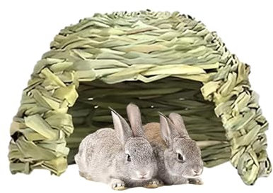 Kaninchen-Grashaus, Klappbetten, Meerschweinchenversteck | Kleintier-Spielversteck, Lebensraumdekoration, Heubett, Spielhaus für Chinchillas, Hamster