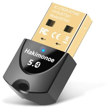 Hakimonoe USB Bluetooth Adapter for PC Laptop, Wireless Dongle for Windows 11 10 8.1 7 Linux Desktop, Pair w/Bluetooth Headphones Speaker Mice Keyboard Printer Controller (BT5.4, Mini Sized BT541)