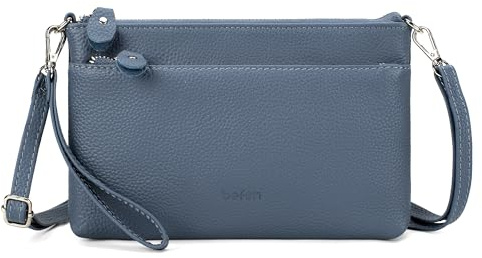 befen Small Crossbody Bag for Women Genuine Leather Handbag Blue Crossbody Phone Bag Small Shoulder Bag for Women with Adjustable Strap