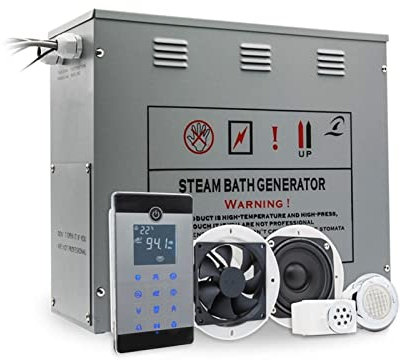 STRAFBRG Stufa per Sauna, 6kw. Bagno a Vapore Doccia Bluetooth Radio Generatore di Sauna LCD. Display Touch Screen for Bagno Turco 5-8 Metro cubico,Riscaldamento Efficiente(VS-C060-6KW-BP)