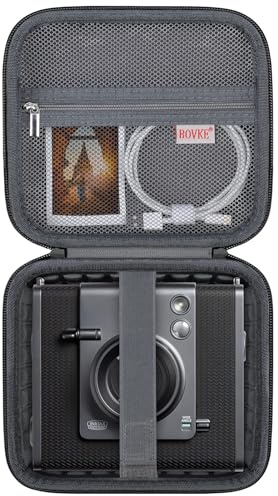 BOVKE Carrying Case for Fujifilm INSTAX Wide EVO 2-in-1 Instant Film Camera and Printer, Wide EVO Instant Camera Storage Bag Holder with Mesh Pocket for Film Filters, Cables, Film Packs, Black