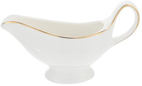 CFY652 Saucière Petit pichet à Sauce en céramique Blanche avec poignée Lisse, saucière en Porcelaine for Vinaigrette, crème Anglaise, Service de Cuisine Sauciere