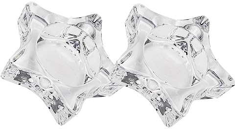 MAGICLULU 2 Stück Glas Teelichthalter in Sternform aus Kristallglas Dekorativer Kerzenhalter für Zuhause für Festliche Anlässe und Wohnraumgestaltung