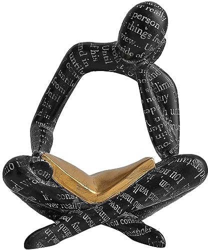 XYQXYQ Moderne Lesefigur Statue, Wohndekor Denker Statue, abstraktes Kunst Ornament, Leseskulptur Dekor für Bücherwürmer in Familie, Büro, Wohnzimmer, ideal für Regale, Schreibtische oder Tische