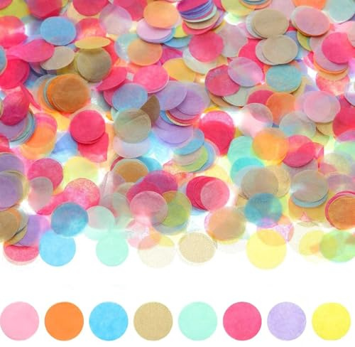 Alwodici 50g Round Confetti 1 Inch Biodegradable Confettis Colorful Paper Scraps Table Confetti For Wedding,Birthday,Party Decoration Festivals, Celebrations, Banquets