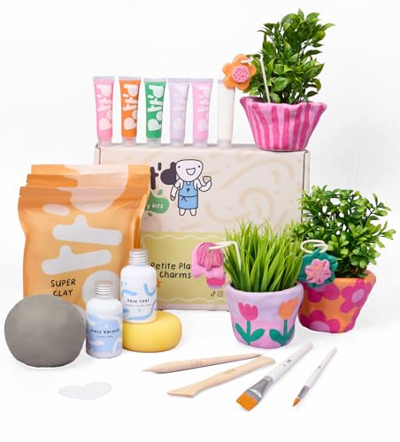 Pott'd Mini-Töpfer-Sets | Lufttrocknendes Töpferset für Erwachsene | Mit Farben, Töpferwerkzeugen und lufttrocknendem Ton ganz ohne Brennen | KOSTENLOSE Online-Anleitung | Perfekt für Anfänger
