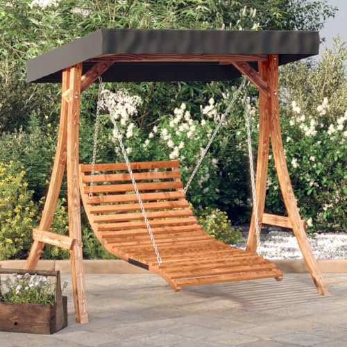 Xichuzi Hollywoodschaukel mit Dach Massivholz Fichte mit Teak-Finish, Gartenschaukel, Garten Schaukel, Schaukelgestell, Schaukel Garten, Schaukelgerüst 3200626