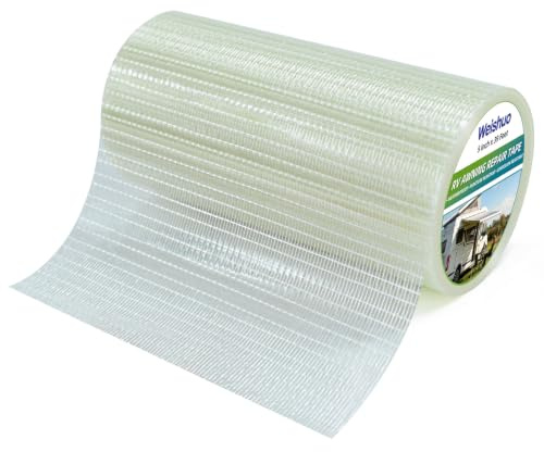Weishuo 5 Inch x39FT RV Awning Repair Tape, Waterproof Canvas Patch Tape, Tent & Sail Repair Tape, Heavy Duty Tarp Canopy Boat Cover Tears Fix Fabric Repair Patch Kit