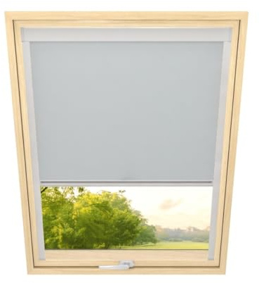 time4blinds - Tenda a Rullo - Larghezza 390mm, Altezza 632mm - per Finestre Velux & per Fakro - Tessuto Oscurante con Rivestimento Termico - Telaio in Alluminio - Facile Installazione - Grigio