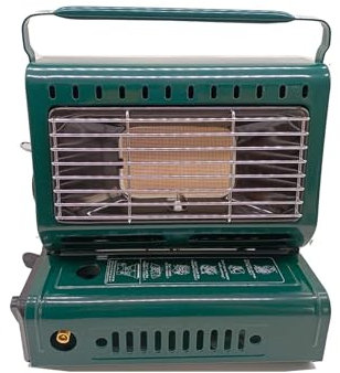 TIEOAXFT Chauffage à gaz for cuisinière d'extérieur, 1,3 KW, for Voyage, Camping, randonnée, équipement de Pique-Nique, poêle à Double Usage for la pêche(Army Green)