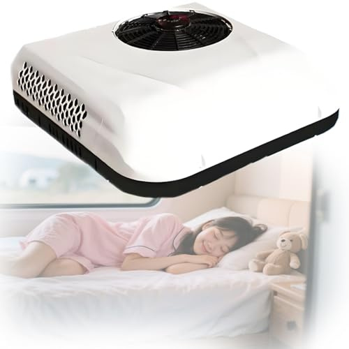 Intelligent Variable Frequency Parking Air Conditioner 12v/24v for Trucks & Rvs,Cooling Capacity,Ultra-Quiet,Scroll Compressor & Low Voltage Protection,12V-White