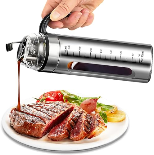 Saucière thermique en acier inoxydable 500 ml avec couvercle à rabat automatique, distributeur d'huile en acier inoxydable avec graduation, bol à sauce, pichet à sauce argenté, pot à sauce isotherme