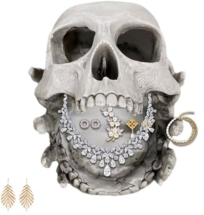 Zyntora Jewelry Tray - Skull Trinket Box - Jewelry Storage Towers Gothic Decor for Display Bracelet Earring Necklace Desk Bedroom Bathroom Dorm Women Girls Friend