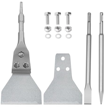 SDS Plus Bodenschaber-Set, 300 mm × 100 mm, Bodenfliesenentfernungswerkzeug, SDS Plus Meißel mit Klinge, Flachmeißel für Bohrhammer, Fliesenmeißel zum Entfernen von Fliesenkleber