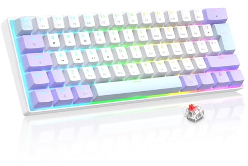 LexonElec Magic-Refiner MK21 PRO 60% UK layout Mechanical Gaming Keyboard-RGB Backlit, Mini 62 Keys Gaming Keyboard with Detachable Cable, PBT Key Caps, Hot swap, Wired Keyboards (Purple White Blue)