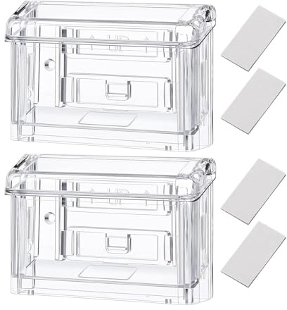Visitenkartenhalter aus transparentem Acryl, zur Wandmontage, doppellagig, 108 x 37 x 73 mm, für Büro, Schreibtisch, moderne Wandmontage, Business-Etui, 2 Stück