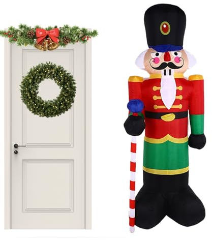 Cascanueces Inflable de Decoración para Navidad,Decoración Inflable con Luces LED de Exhibición,Cascanueces Navideños Exterior | para Familia Amigos Fiesta de Interior Vacaciones Jardín Césped Casa Pa
