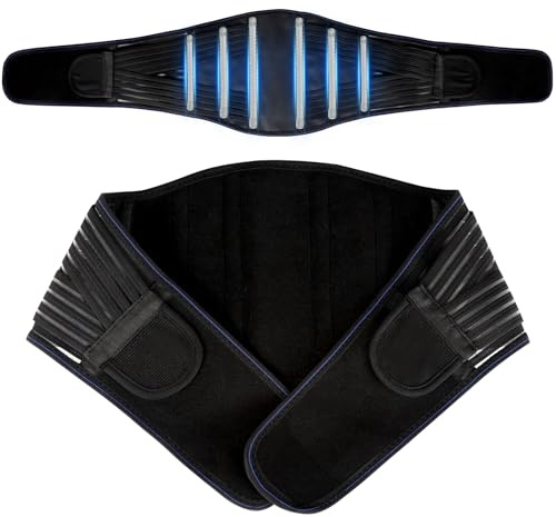 Back Brace for Lower Back Pain Relief, Lumbar Support Belt for Men&Women for Work, Breathable Back Support Belt with 6 Flexible Spring, 2 Elastic Bands For Sciatica, Herniated Disc, Scoliosis(X-Large)