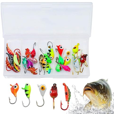 Esche da sul ghiaccio per oro, 30 pezzi mini da, ami per acqua, per pescatori uomini, laghi, fiumi ruscelli, stagni, marigana, pesce persico, pan, oro J