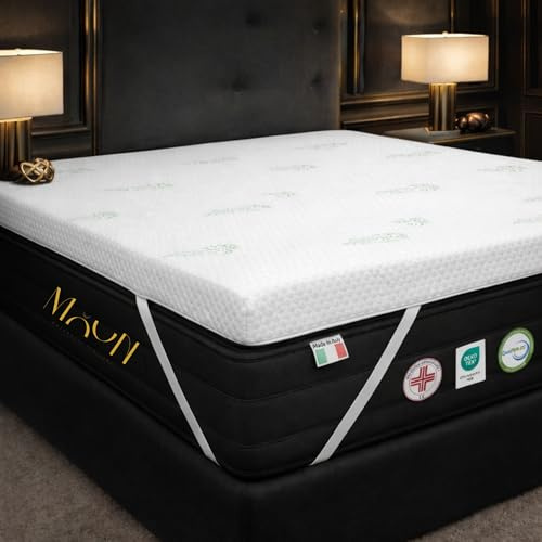 Topper Matrimoniale 160 x 190 cm SFODERABILE - In Memory Foam 8 cm Alta Densità - Correttore Materasso Bugnato Traspirante con Rivestimento in Aloe Vera – Rinfrescante, Massaggiante, Ipoallergenico