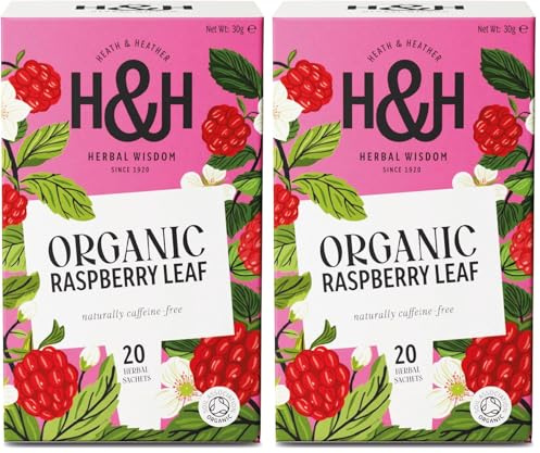 Heath & Heather - Organic Raspberry Leaf Tea • Gentle Leaf Infusion for Wellness & Balance • Caffeine-Free • Vegan • Herbal Feminine Support • 20 Tea Bags (Pack of 2)