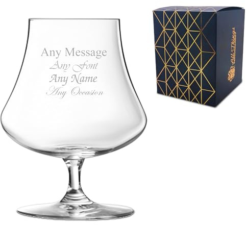 Personalised Engraved Contemporary Ardent Brandy Cognac Snifter Glass, Customise with Any Name or Message, Laser Engraved, Gift Box Included, Bespoke Keepsake for Any Occasion