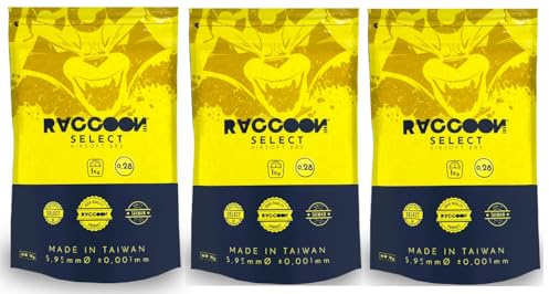 Raccoon Select Airsoft BBS 0,28g, Diametro 5,95mm, Alta Qualità, Made in Taiwan, 3 Pack da 1kg